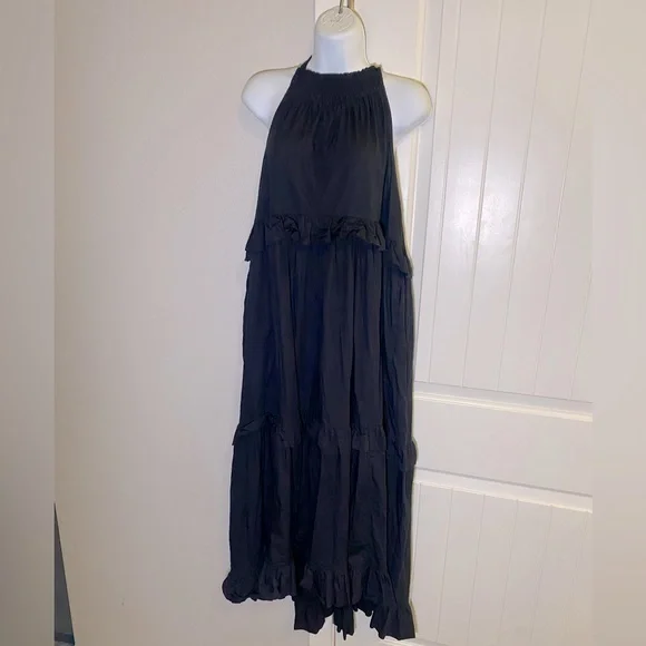 EUC Endless Summer 100% Cotton Anita Maxi Dress Ruffle Tiered Tie Back - Picture 5 of 11